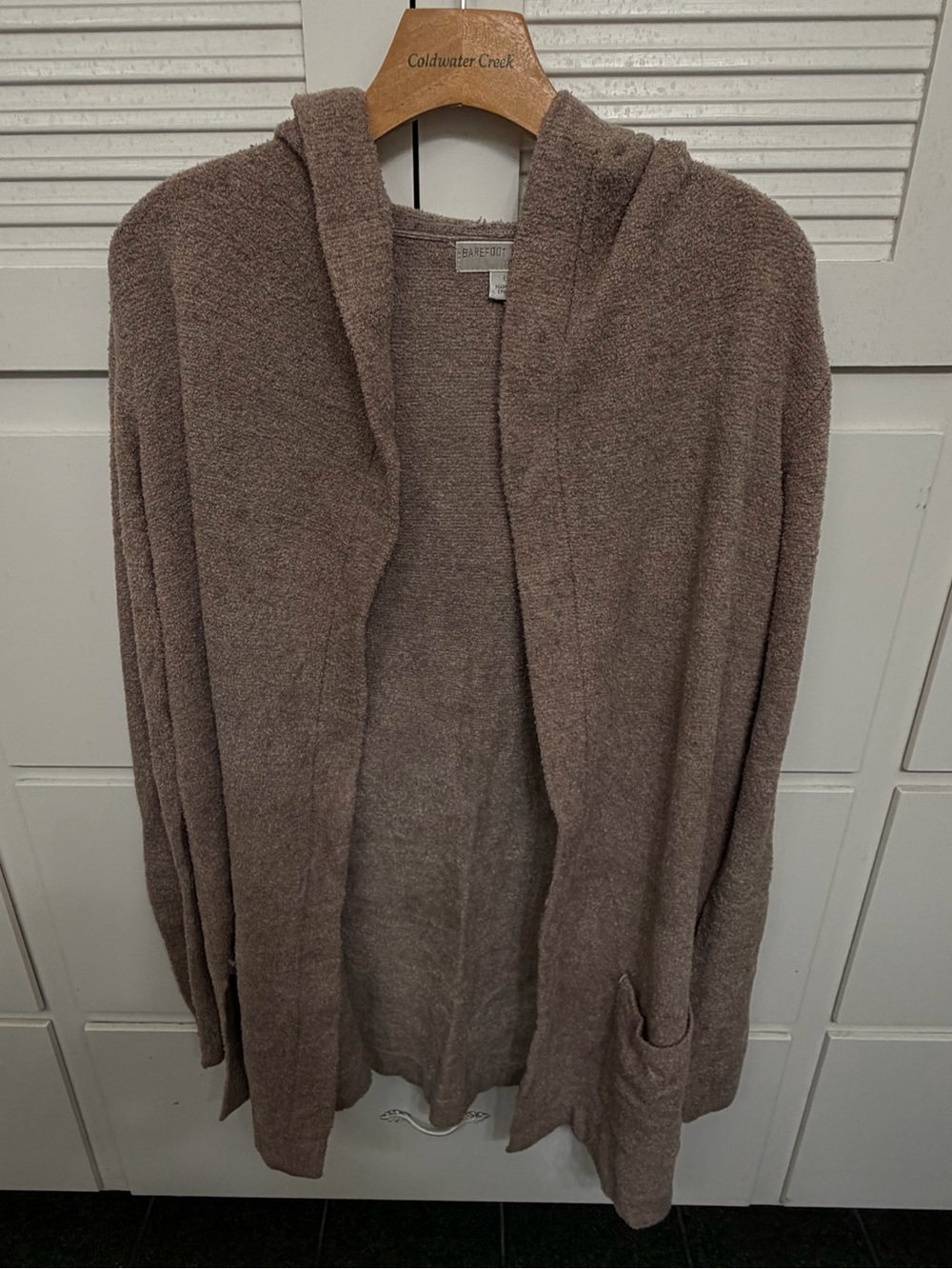 Barefoot Dreams Women’s Hooded Open-Front Cardigan - Taupe Brown